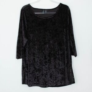 Cynthia Rowley Black Velvet 3/4 Sleeve Tunic Top Womens Size 1X Fairy Grunge